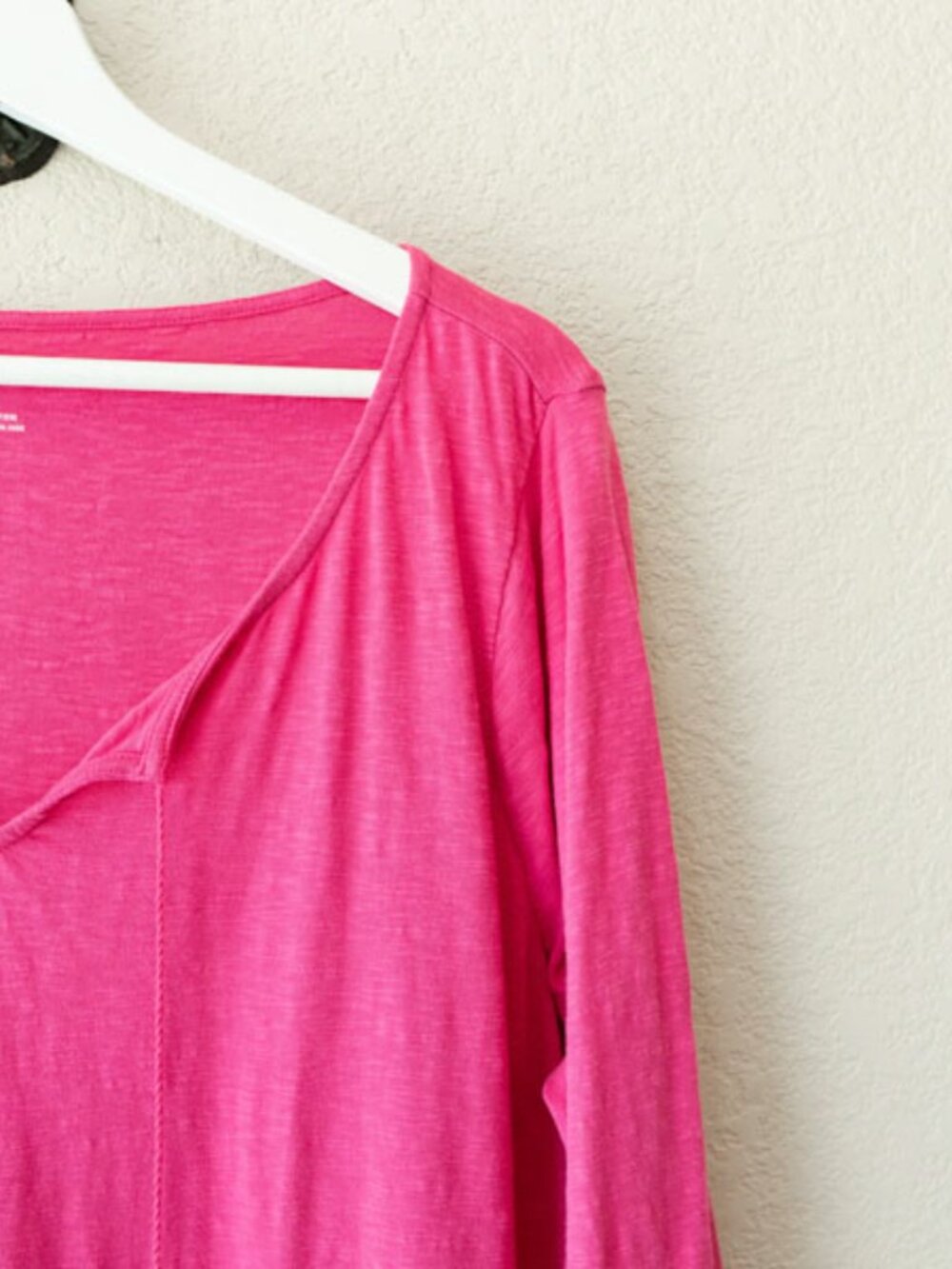 Talbots Pink Tassel Top XL Eyelet Hem Boho Cotton Tunic 3/4 Sleeve Peasant - Picture 4 of 13